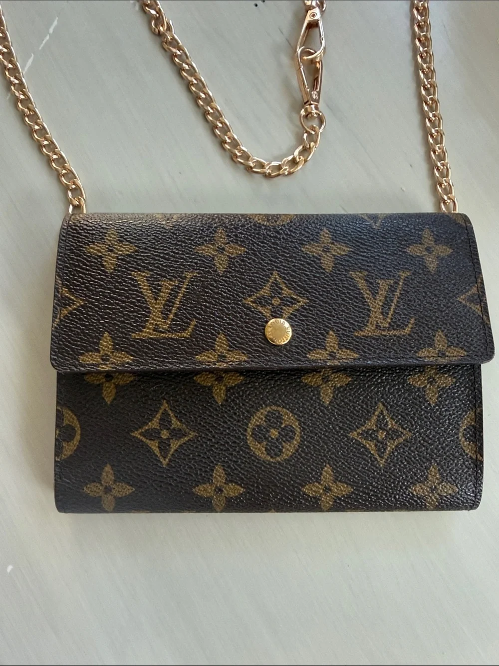 Authentic LOUIS VUITTON Brown Monogram Porte Tresor Etui Papiers Trifold Wallet